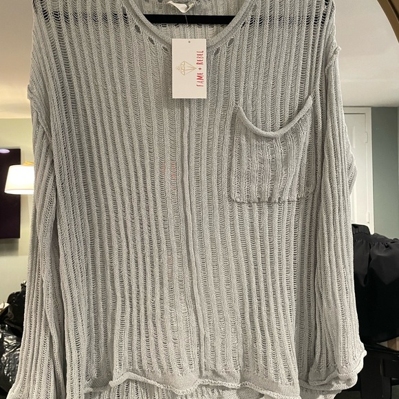 miss love sweater. Knit. Long sleeve. Large. NWT. Dusty blue. - Picture 7 of 7